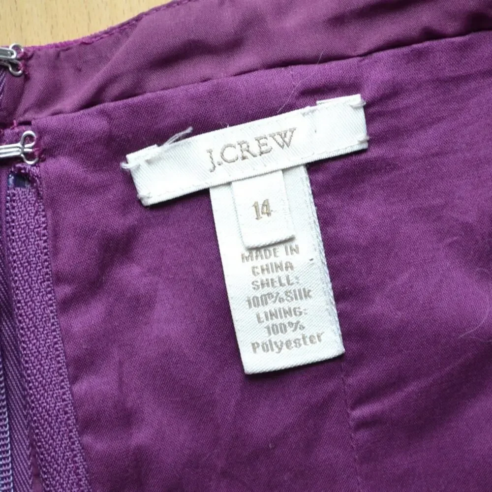 J Crew Silk Mini Dress Purple Size 14